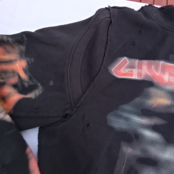 Givenchy Black Heavy Metal Print Distressed Sweatshirt size large - Picture 4 of 16